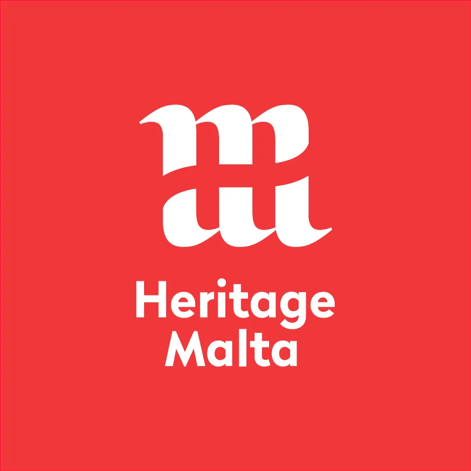 Sqr-Heritage-Malta-Branding-43webp - Open Source Society Malta Heritage Malta branding: white monogram on red background with the text 'Heritage Malta' below