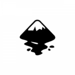 White mountain logo on a black background.