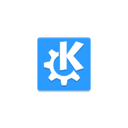 KDE logo: white gear and letter K on a blue rounded-square background.