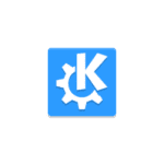 KDE logo: white K with a gear on a blue rounded-square background