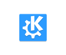 KDE logo: white K with a gear on a blue rounded-square background