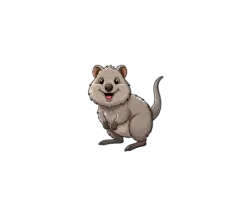 quokka-mascot-250x250-6 - Open Source Society Malta Cute cartoon brown ferret standing on hind legs, smiling at the viewer.
