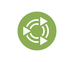Green circular button with a black repeat icon (arrows forming a loop) indicating playback loop/repeat.